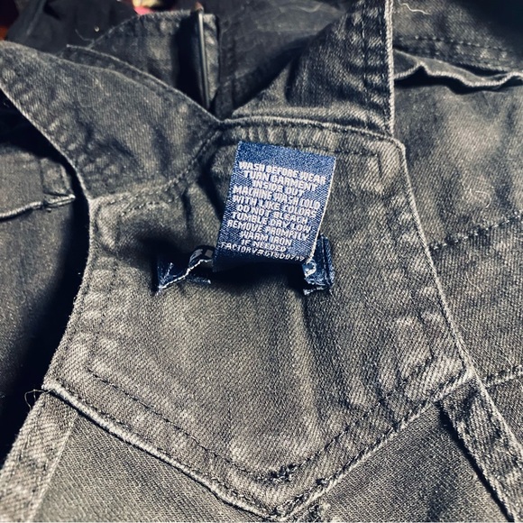 Blue Spice  BLACK Distressed Stretch Denim Bib Overall Cuffed Shorts - Picture 12 of 13